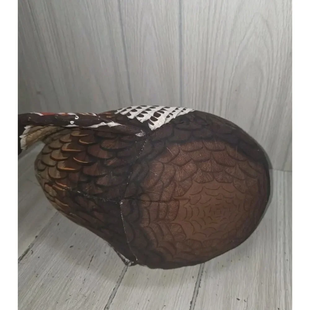 Vintage Handmade Stuffed Fabric Turkey THANKSGIVING Centerpiece Plush 14” Kitsch
